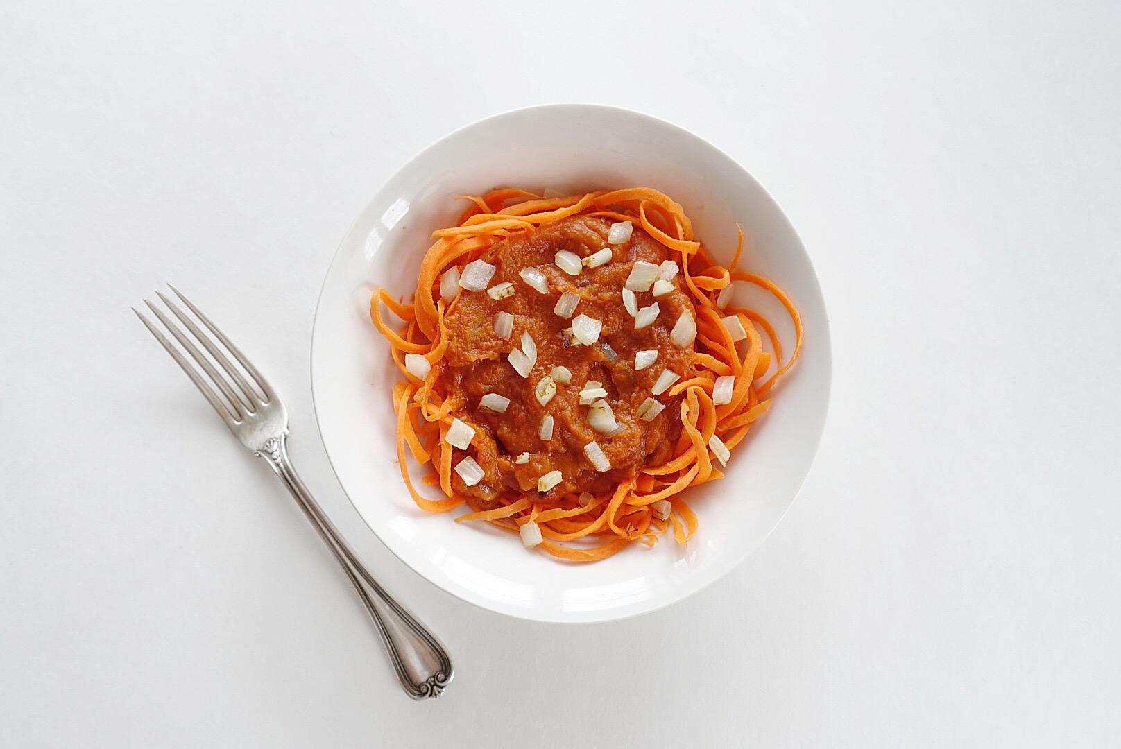 Carrot Noodles with Pumpkin Sauce