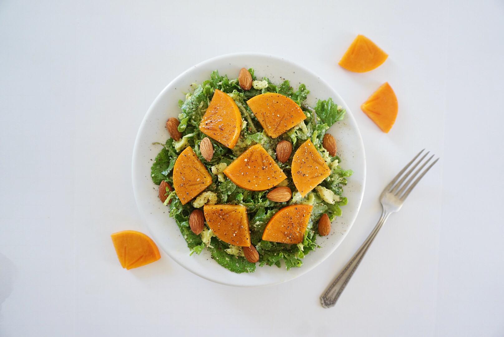 Rubbed Kale Salad with Persimmon