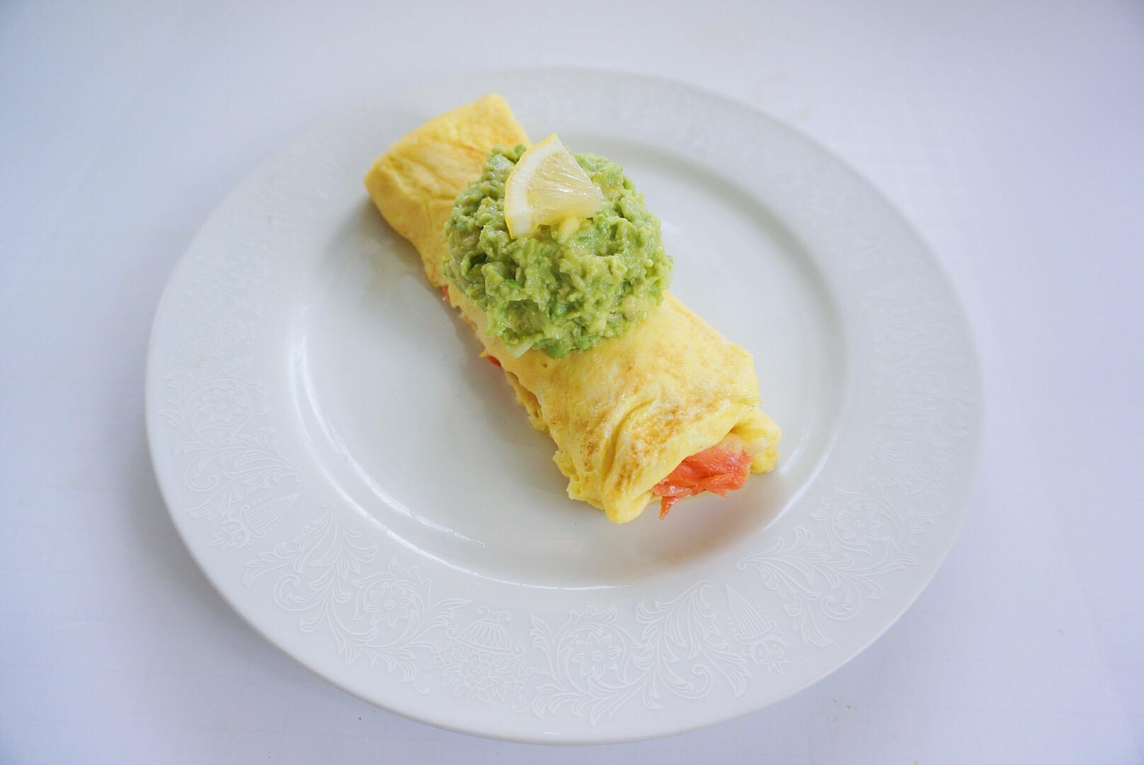 Salmon Omelette with Guacamole