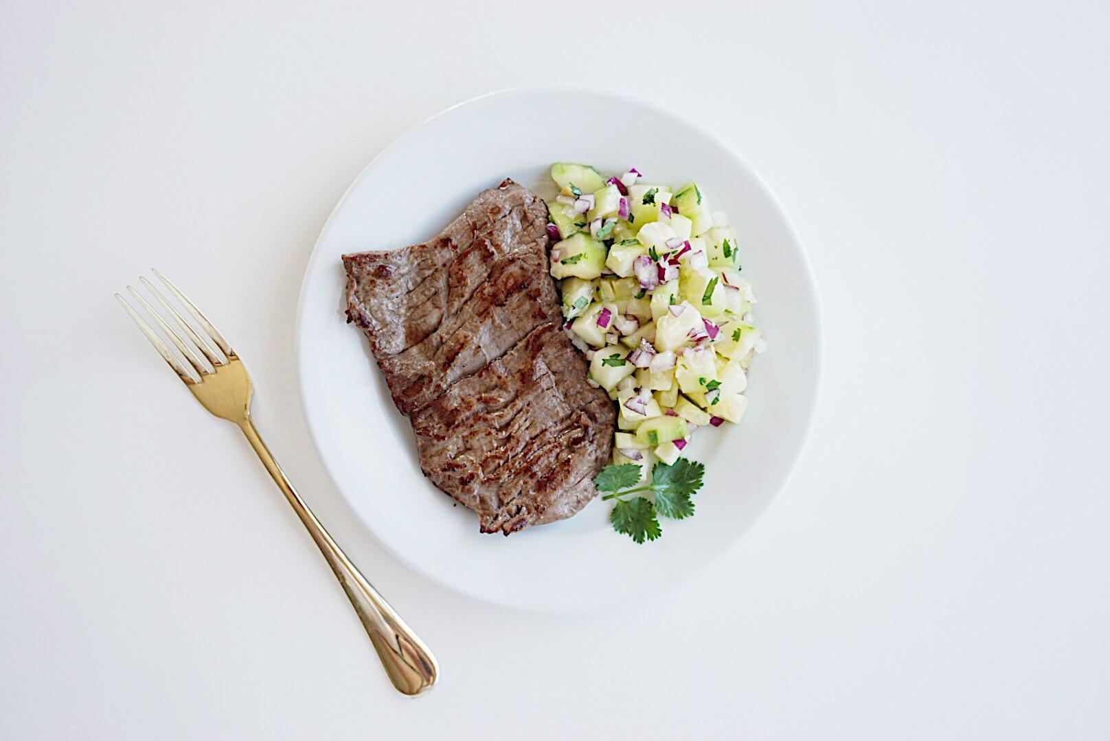 Skirt Steak with Cucumber Salsa