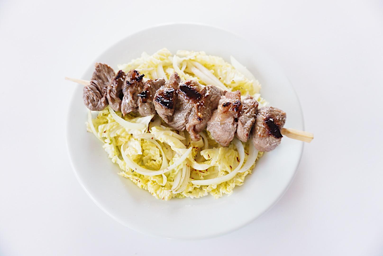 Steak Skewer with Cabbage Slaw