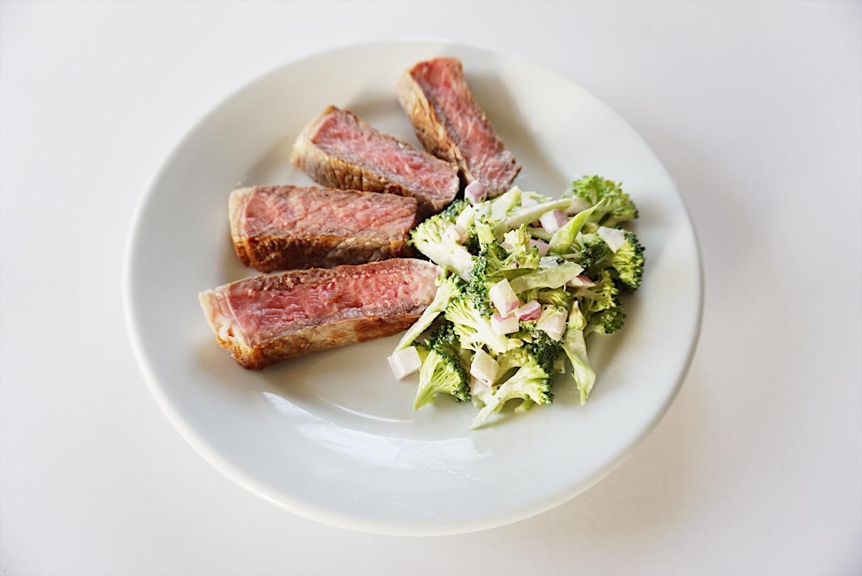 Steak with Broccoli Salad