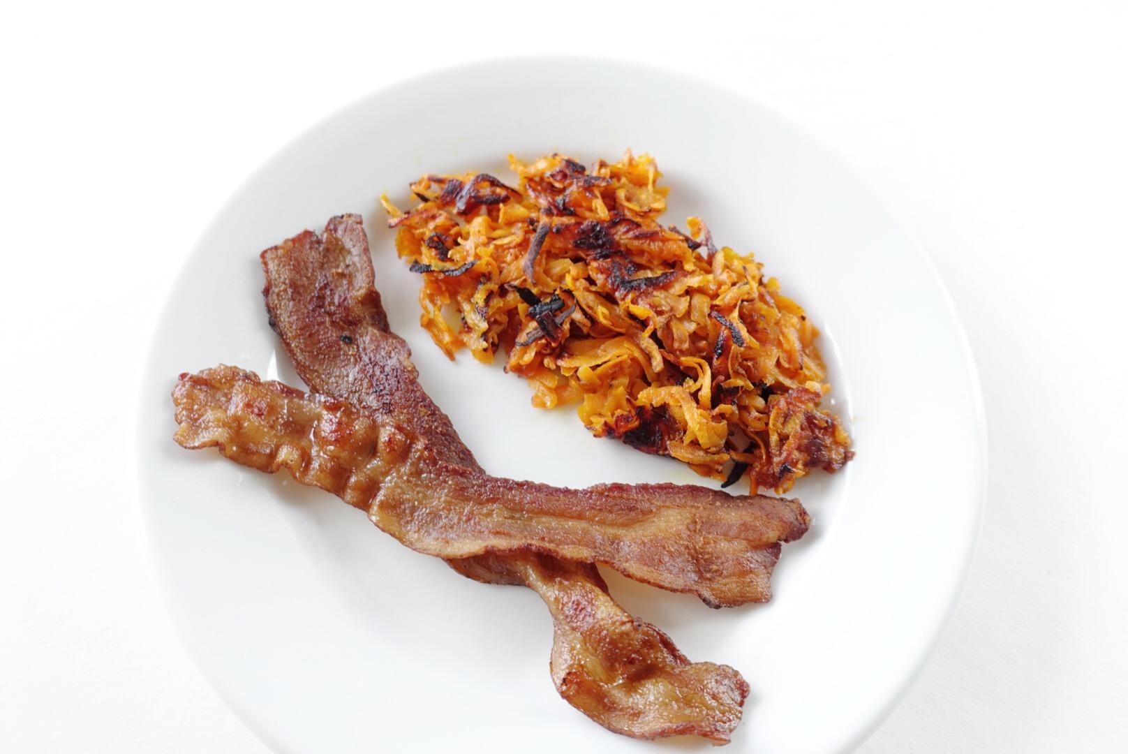Sweet Potato Hash Browns and Bacon