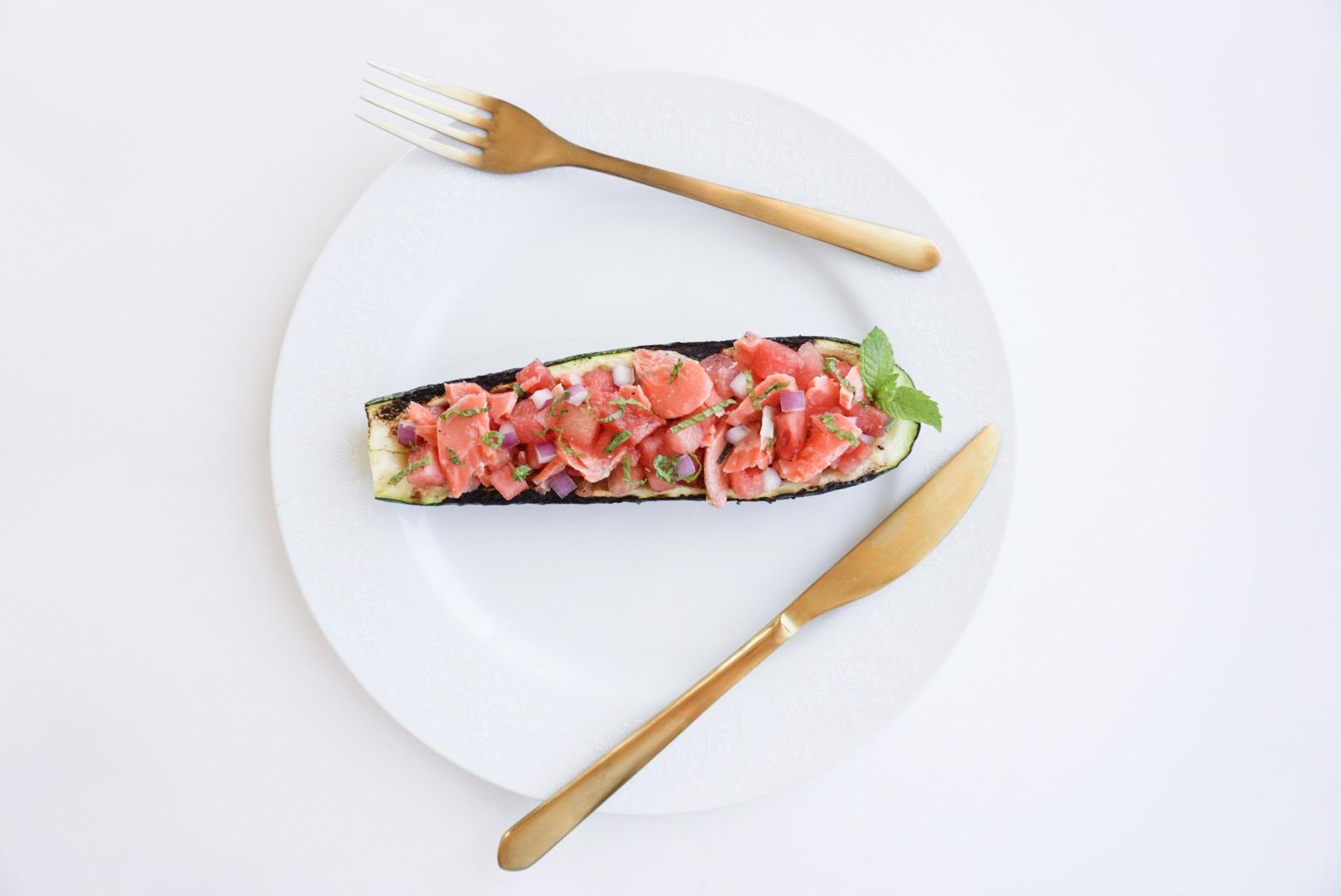 Zucchini Salmon Boat