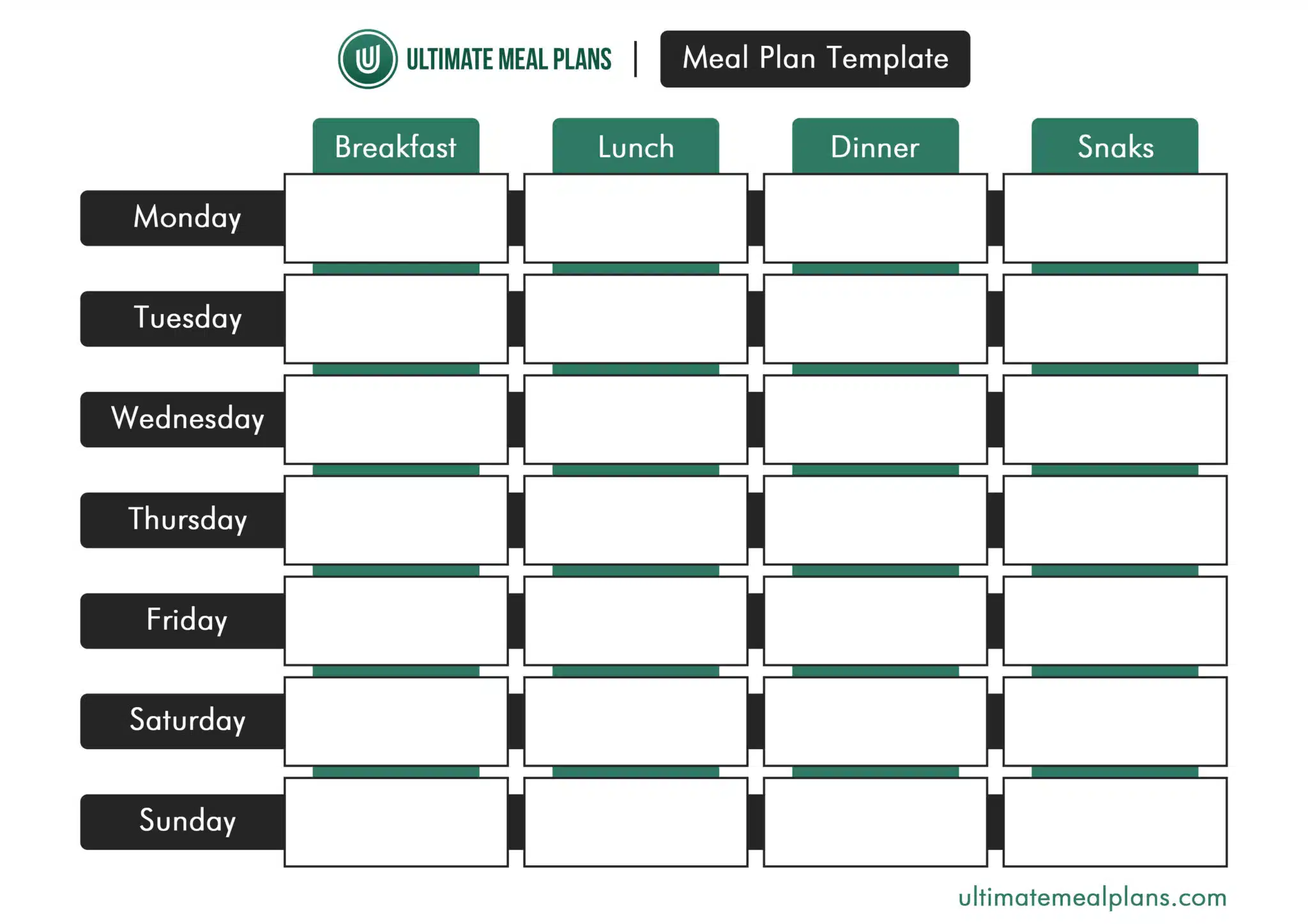 google sheets meal plan