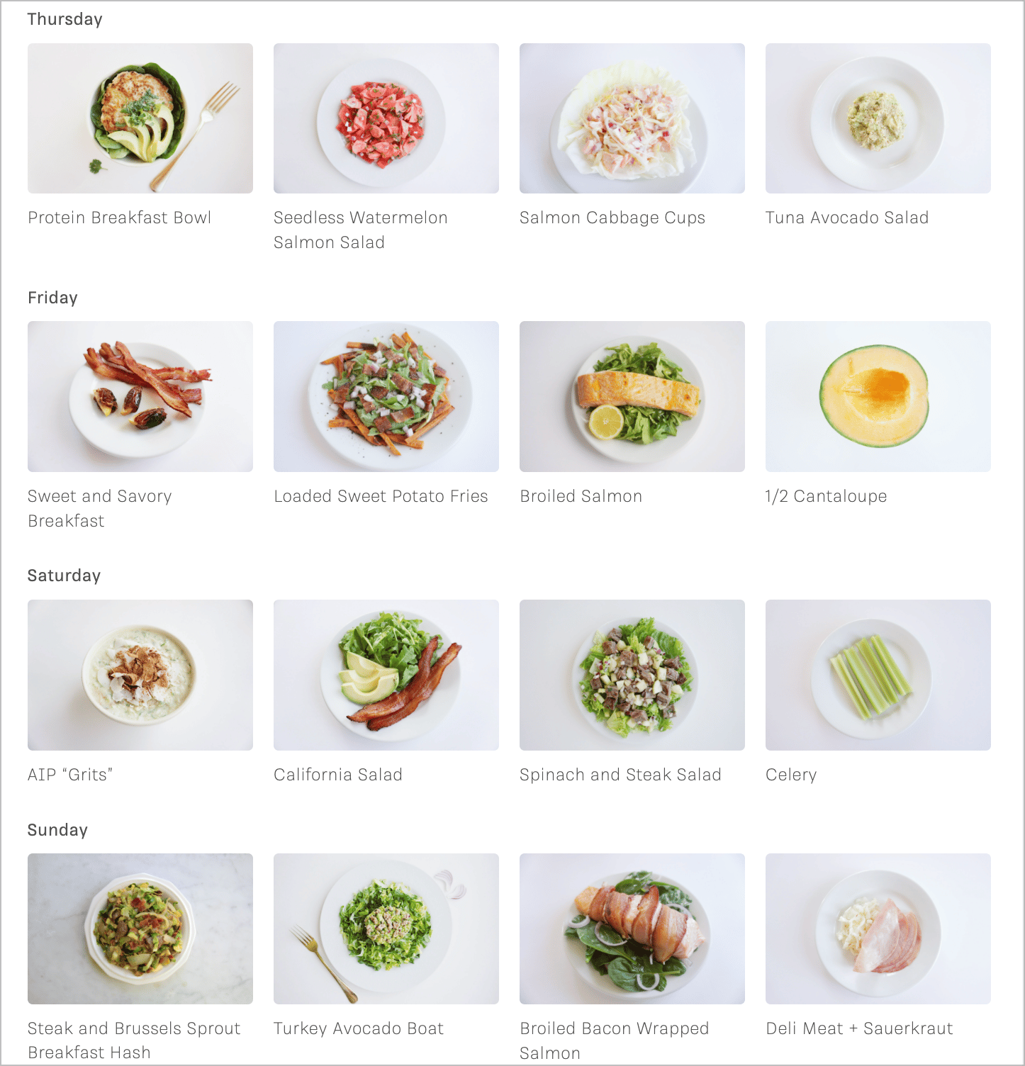 screenshot of meals in Ultimate Meal Plans app